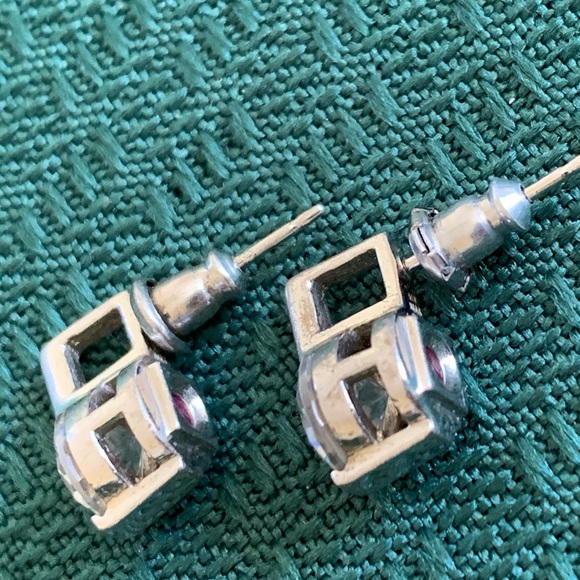 Elle Sterling Silver 925 Cubic Zirconia Stud Earrings Ruby gem Back 3.5 grams - Picture 3 of 9